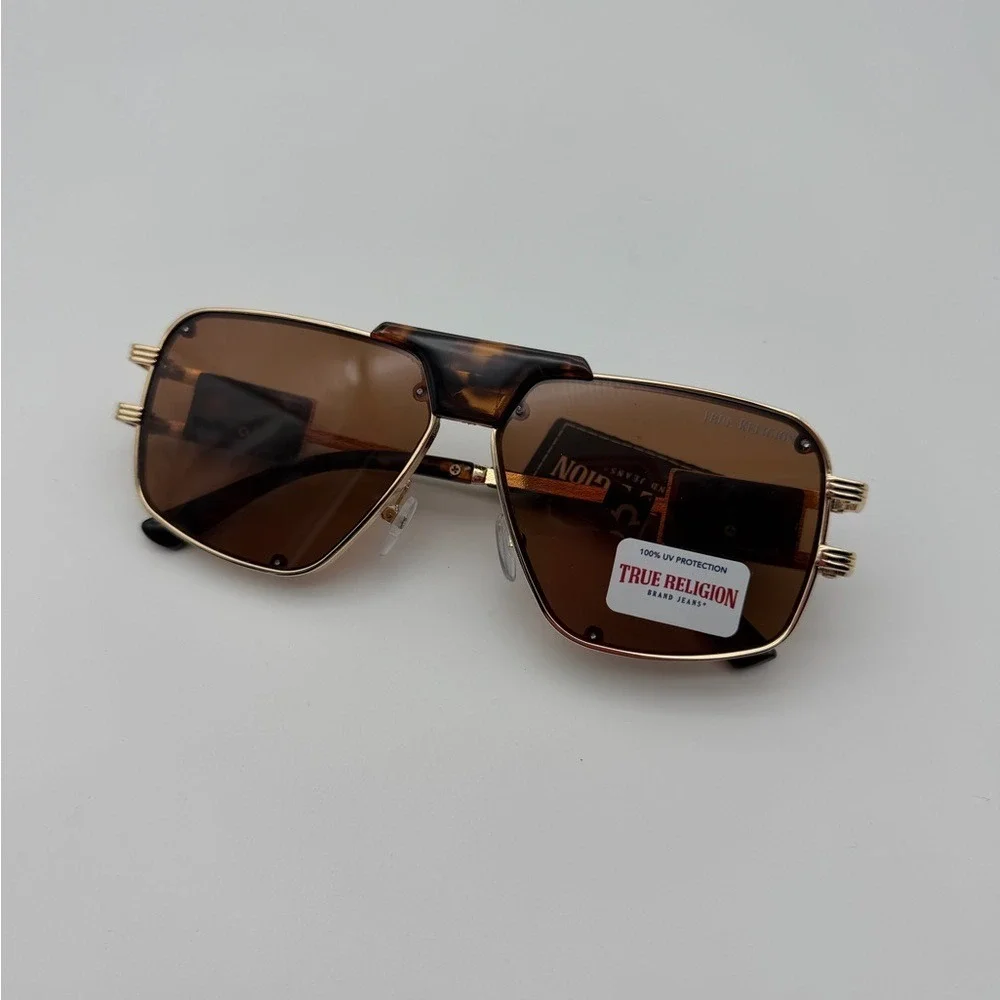 True‎ Religion Gold and Brown Sunglasses
